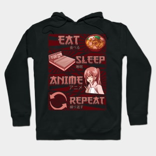 Funny Anime Obsessed Girl Eat Sleep Anime Repeat Hoodie